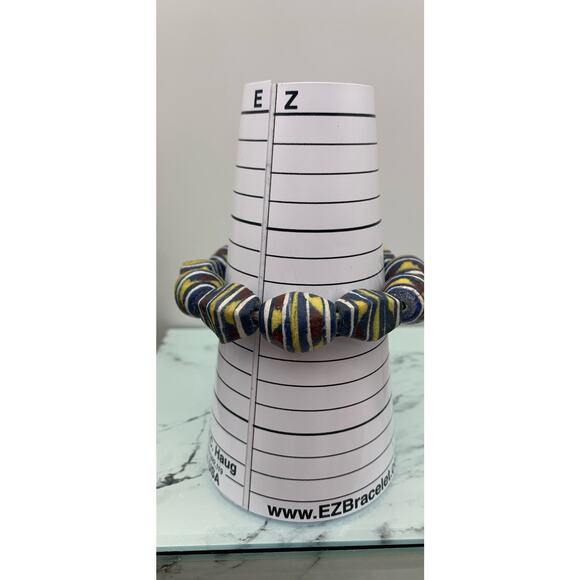 Vintage Handmade / Handpainted African Trading Beads Bracelet Boho Brutalist - Picture 4 of 4